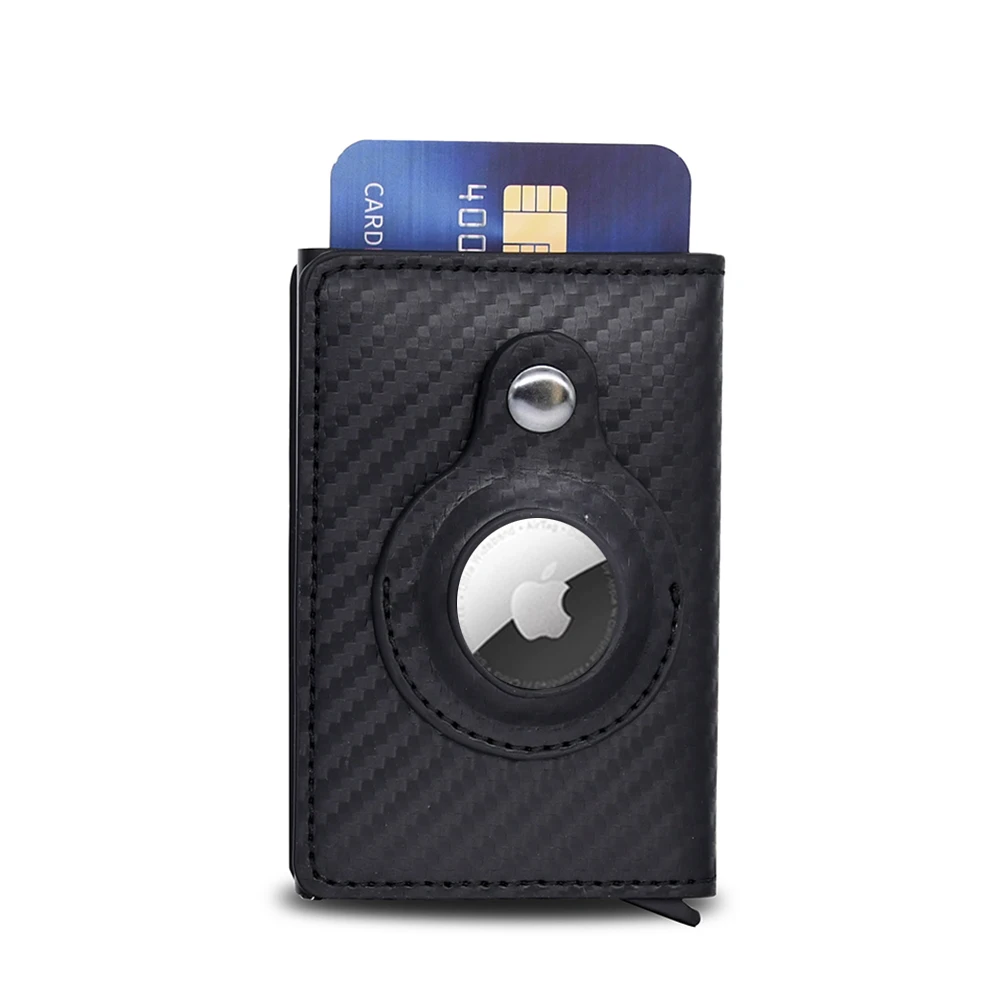 2022 Airtag Wallet Carbon Fiber Card holder RFID ID Credit Card Holder With Apple Airtag Case Anti-lost PU Leather Airtags Purse