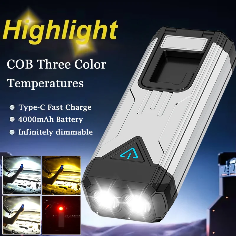 10000LM Led Flashlight Rechargeable Built in 4000mAh Battery Torch with Magnet Work Lamp Outdoor Campin Survival Alarm Light