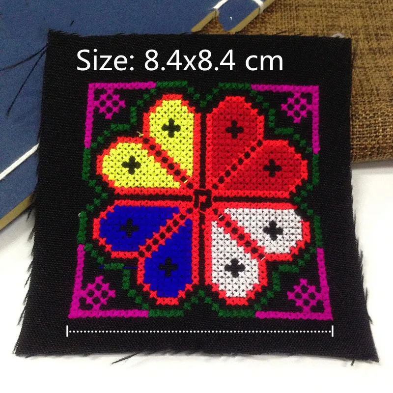 1pcs Ethnic Satin Fabric Embroidery Patch Cloth Jeans Bag Applique Trim Boho DIY Sewing Accessory