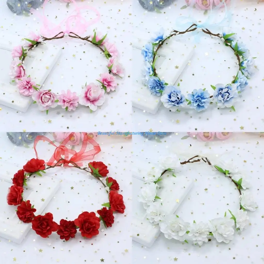 

E56A Невеста Цветочная Корона Свадебные Цветочные Ободки Цветочные Гирлянды Корона Венок Для Волос