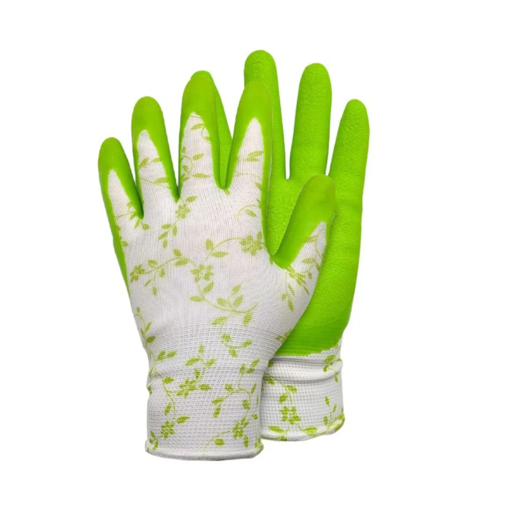 

3Pairs Portable Breathable Gardening Gloves Printed Comfortable Latex Foam Gloves Flexible Lightweight Working Glove For Women