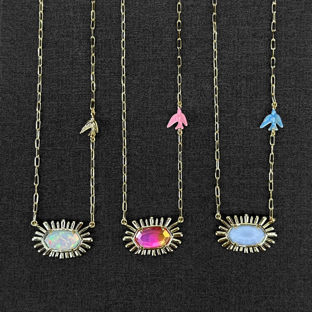 

VKVVA Fashion Jewelry New Spring Style Elisa Bird Gold-plate Short Pendant Necklace for Lover Gifts, Three Color Optional