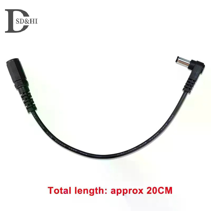 DC 5.5 X 2.1mm Cable Male To Female Adapter Right Angle 90 Degree Charging Cable DIY Power Conversion Line Accessories