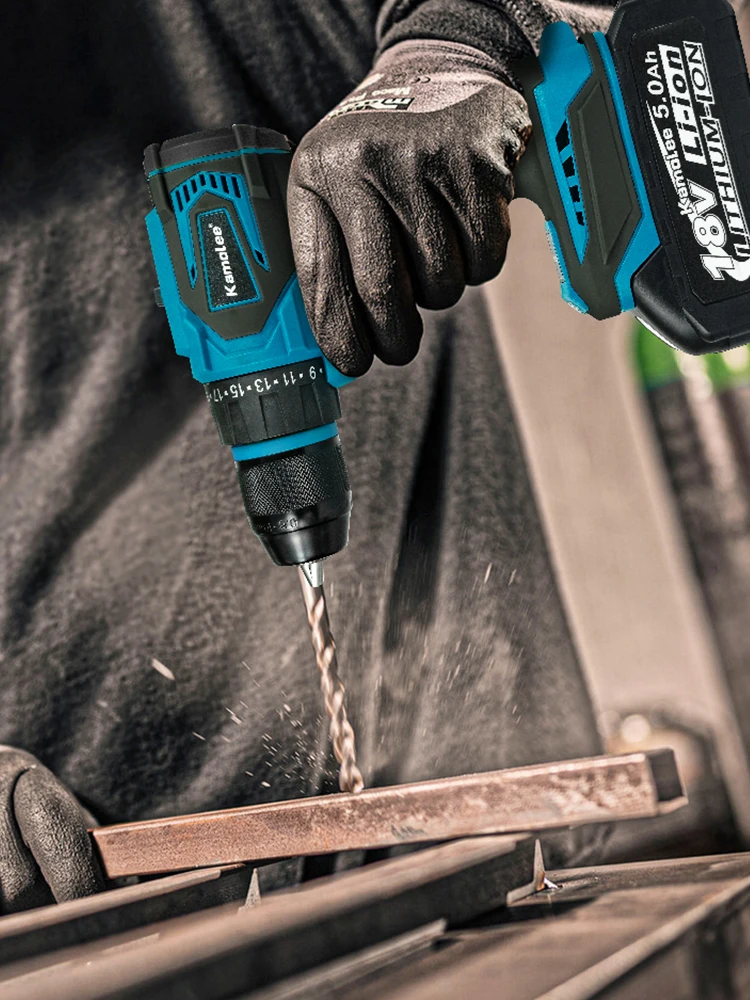 Kamolee 10MM Bürstenloser Elektrischer Schlagbohrer-Set, inklusive Zubehör, Akku-Schrauber, Lithium-Batterie-Handbohrer – Detail 19