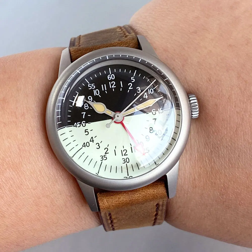 Relojes mecánicos Retro de zafiro de doble cúpula de 36mm, chorro de arena militar, 200m, resistentes al agua, automáticos, NH34 GMT, Esfera luminosa