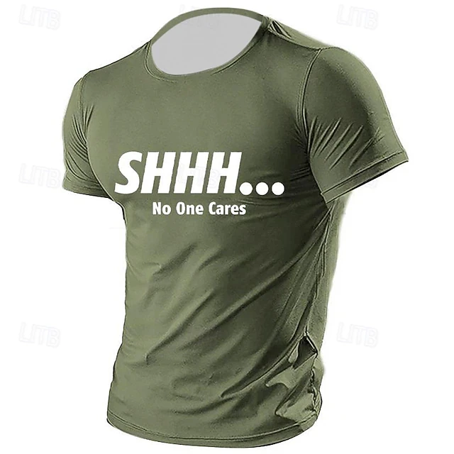 

Мужская футболка для походов на открытом воздухе SHHH...NO ONE CARES с буквенным принтом, быстросохнущие топы из полиэстера для фитнеса и тренировок, спортивные футболки унисекс