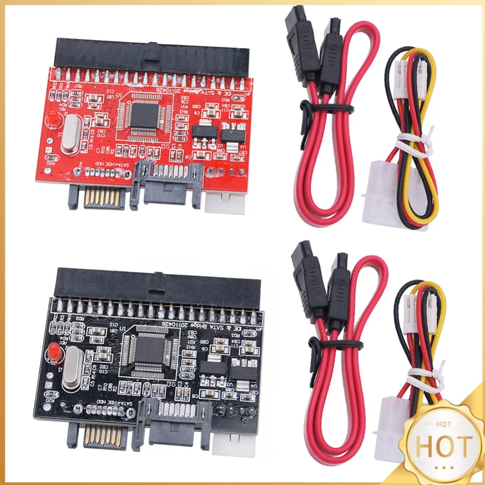 SATA To IDE HDD Adapter Two-way IDE To SATA SSD Adapter Card with 7-pin SATA Data Cable with IDE Power Cable for Laptop Desktops