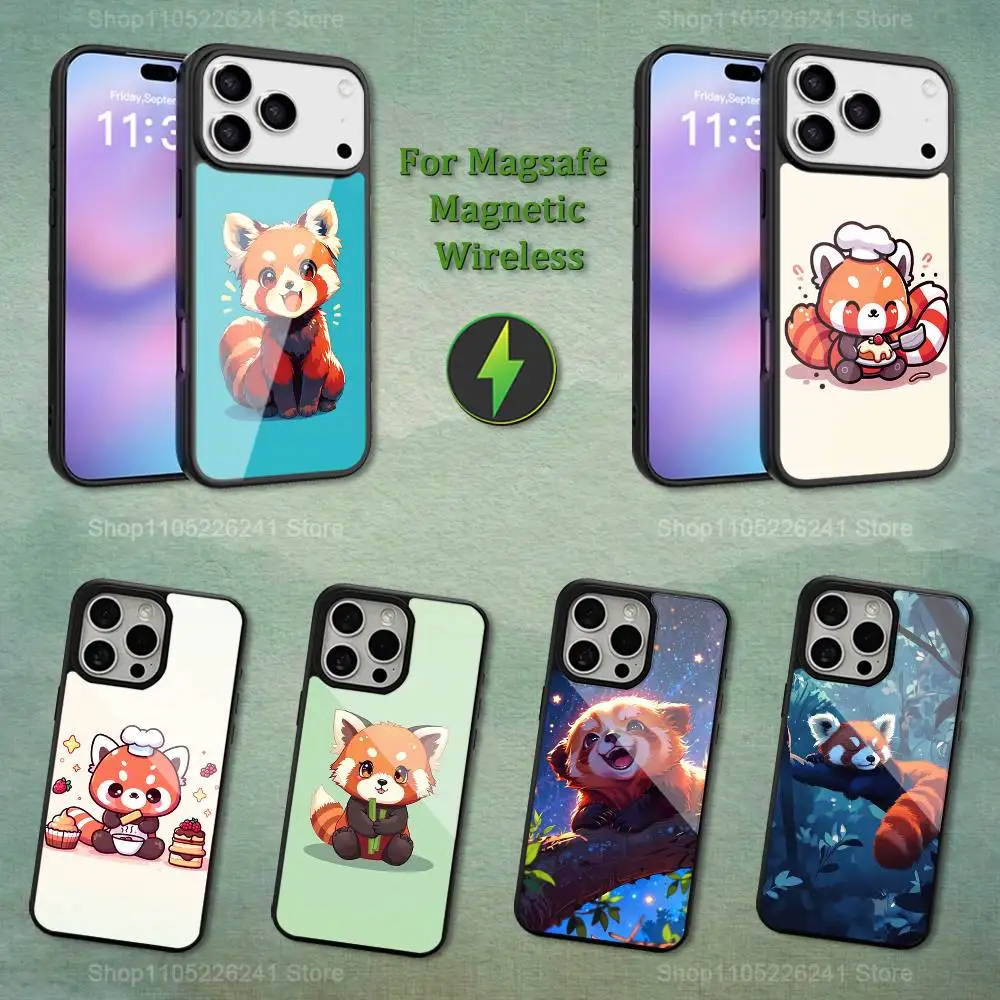 

Red Panda Cute Cartoon Phone Case For iPhone 13,12,11,16,15,17,14,Pro,Max,Plus,Mini, For Magsafe,Magnetic Wireless Charging