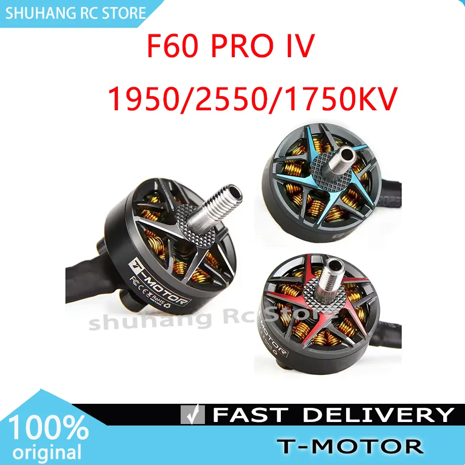 

T-Motor F60 Pro IV V2.0 1750KV 1950KV 2550KV 4-6S 4mm Shaft Diameter Brushless Motor T5147 T5150 Props for RC Drone FPV Racing