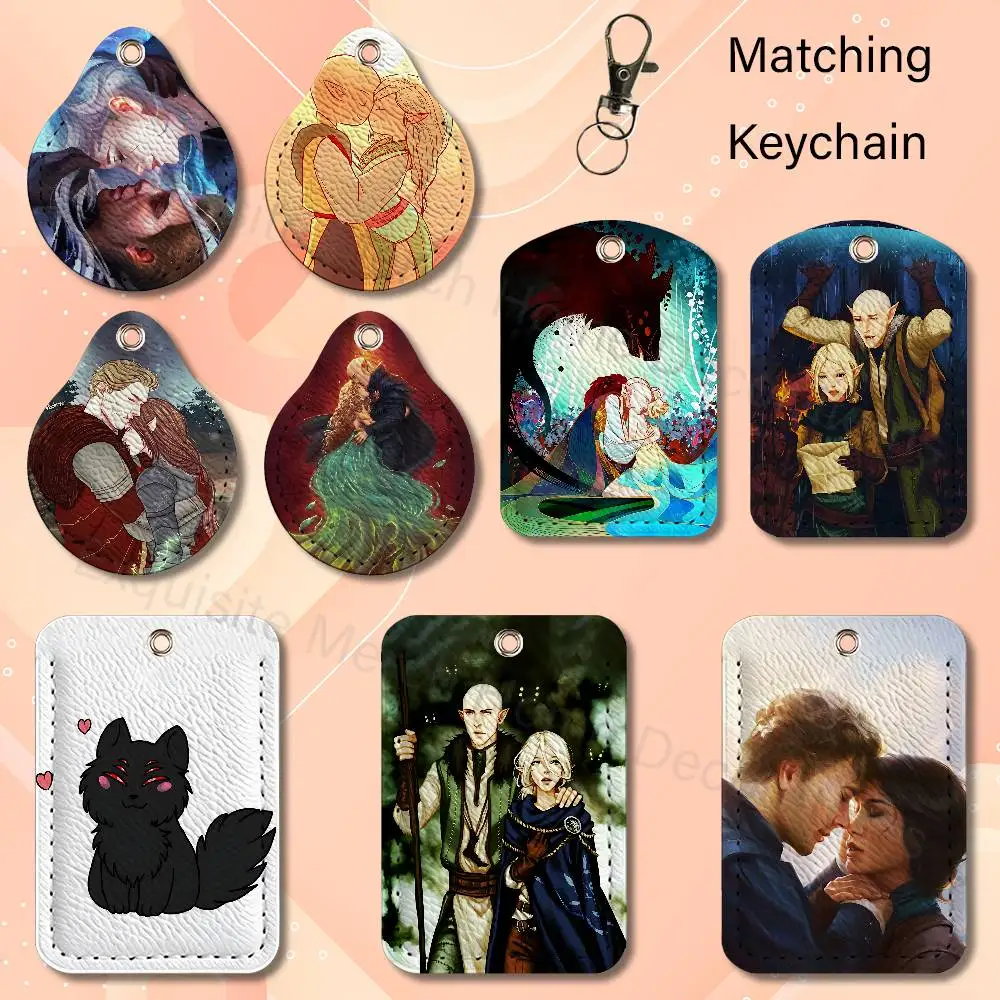 Solas Cullen D-Dragon A-Age Leather Card Holder with Exquisite Keychain purpose Case for Air Tag Metro ID Access Control Card