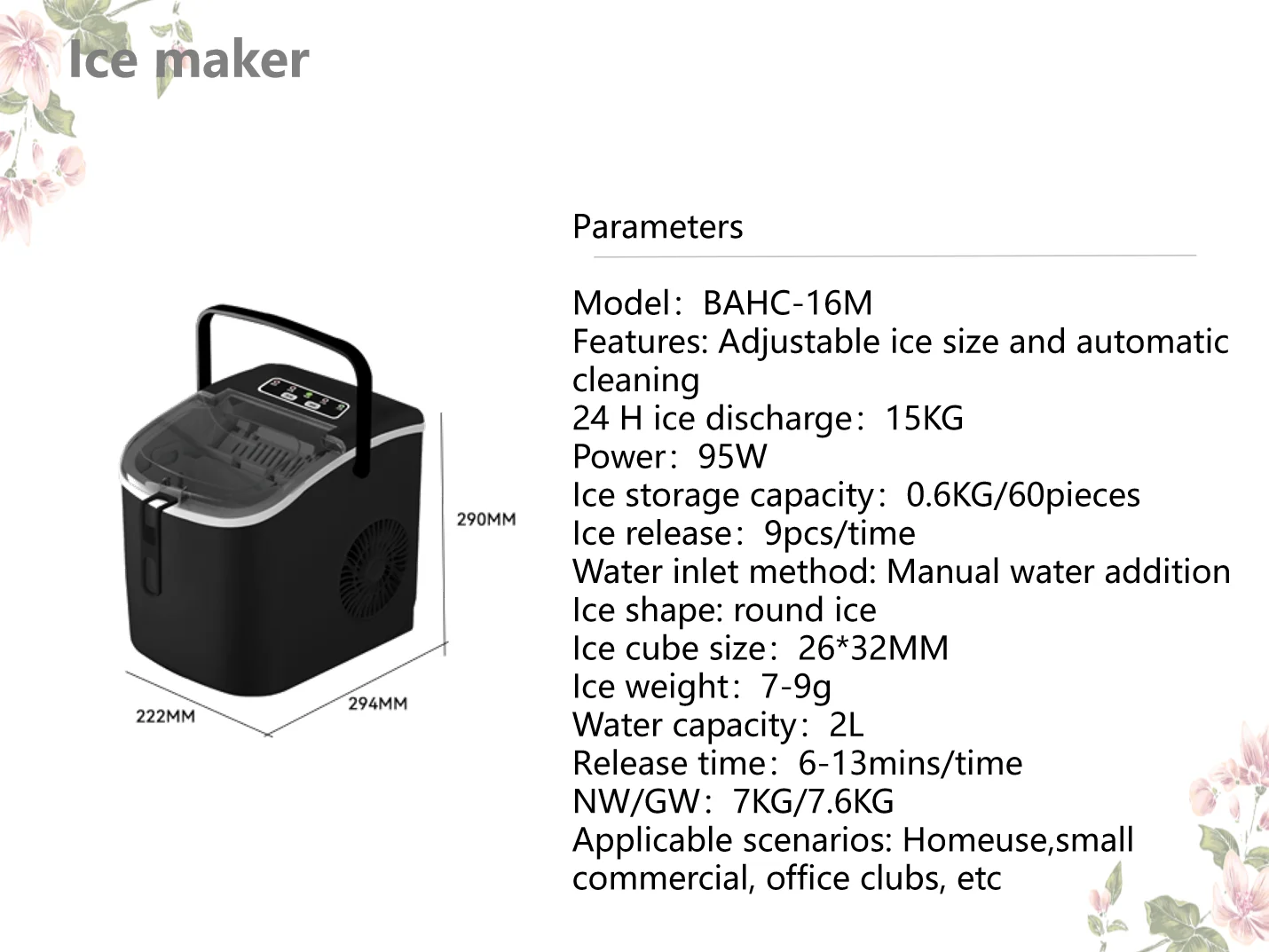 15 kg/24 H Automatische Eiswürfelmaschine Tragbare Elektrische Runde Eisblock, Der Maschine Familie Bar Kaffee Shop Milch tee shop