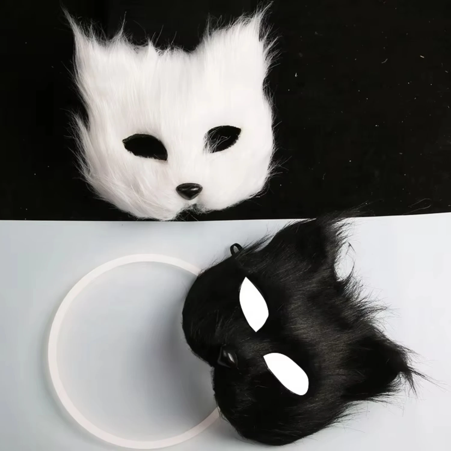 

2024 New Arrival Long Hair Half Face Mask Halloween Costume Props Small Mask Festival Decorations