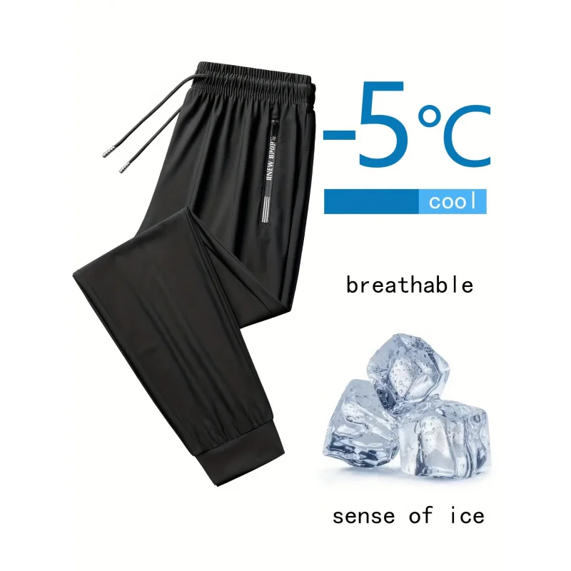 

Man Men's Athleisure Pants Lightweight Summer Black With Zippered Pockets Gym Joggers Gift Track Football Sportswear Fishing New