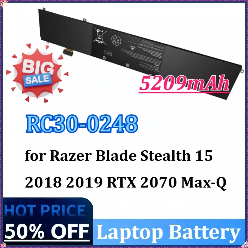 5209mAh RC30-0248 Laptop Battery for Razer Blade Stealth 15 2018 2019 RTX 2070 Max-Q RZ09-02386 RZ09-0288 RZ09-02385W71-R3W1