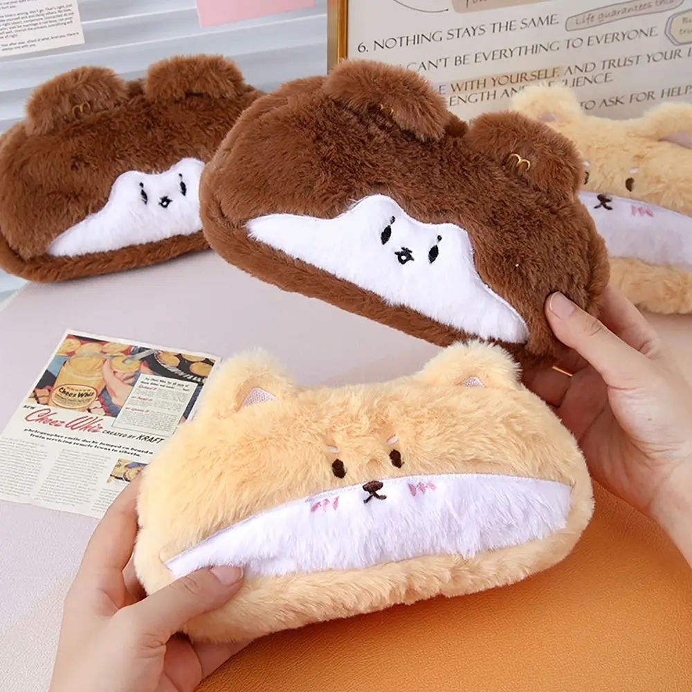 Corgi Squirrel Pen Bag Large Capacity Plush Pen Storage Bag INS Style Stationery Organizer Pencil Case for Student Gift