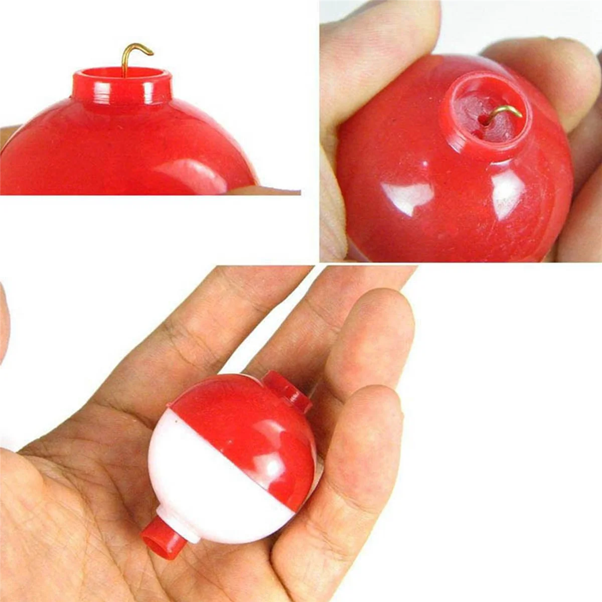 150Pcs Fishing Bobbers 1 Inch,Push Button Snap-on Fishing Floats Bobber Red and White,Fishing Float and Bobbers