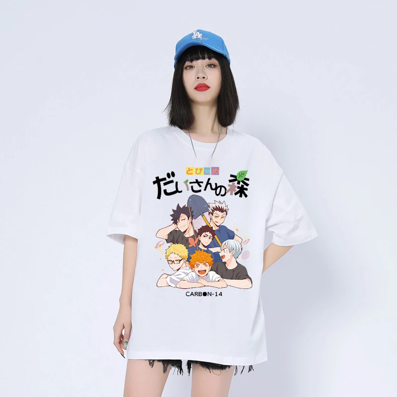 

Harajuku Japanese Anime Kei Tsukishima Printed Women T Shirts High Street Casual Loose Oversized Short Sleeve Tops Tees Unisex