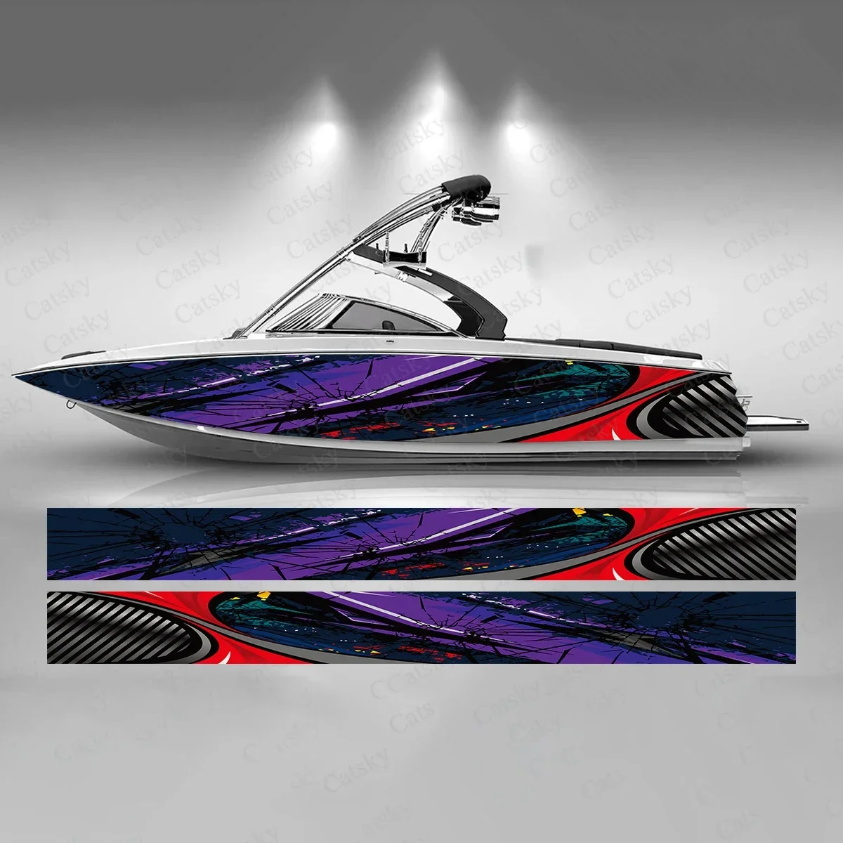 Abstract Purple Swirl Colorful Boat Sticker Fashion Custom Fish Boat-Sticker Vinyl Waterproof Boat Wrap Graphic Boat Wrap Decal