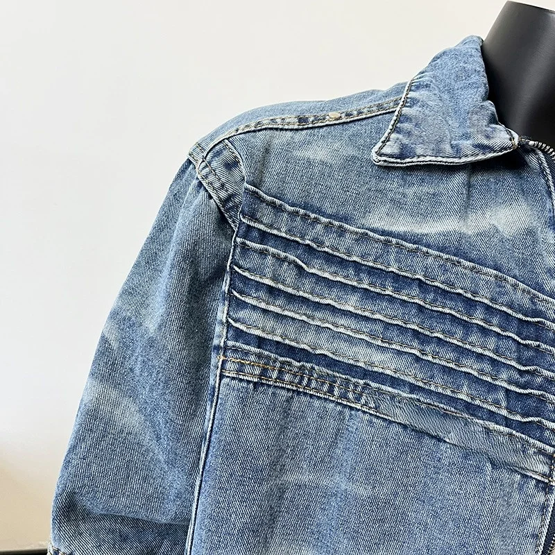 Slim Fit Men's Denim Jacket Spring Autumn Casual Washed Cotton Workwear Jacket Korean Style Wear Resistant Youth Active Style