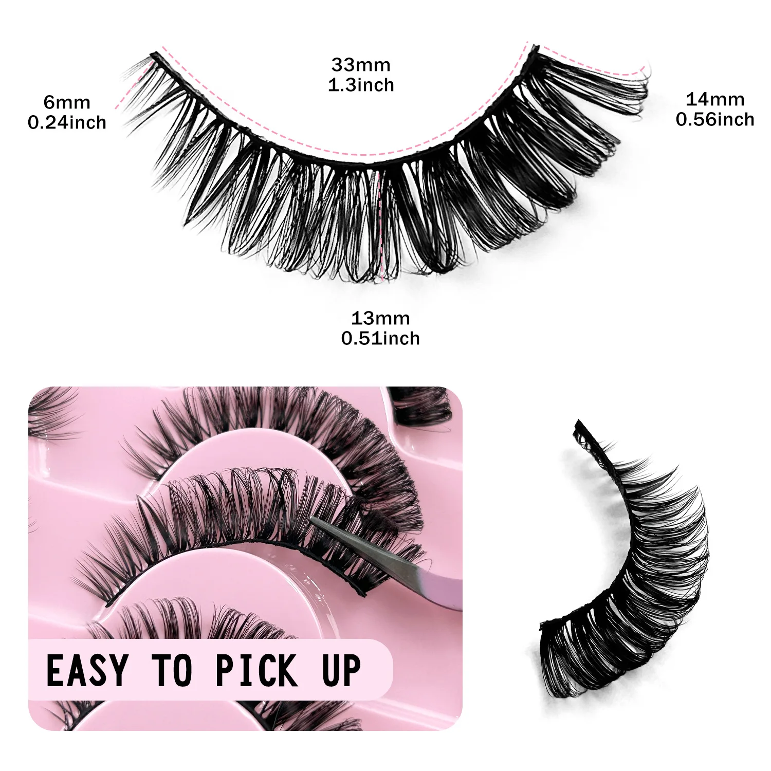 10 par rzęs 3D Naturalne sztuczne rzęsy Puszyste Miękkie Krzyżowane Rzęsy Manga Efekt Kociego Oka Delikatne Naturalne Przedłużanie Rzęs Makijaż