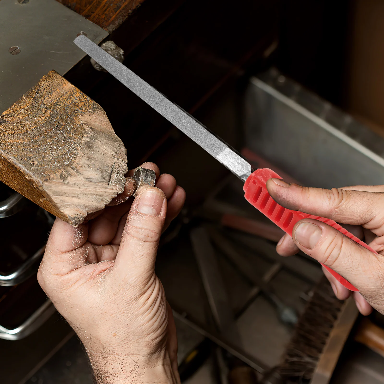 Diamond File Hand Wood Polishing Handle Grip Ergonomic Triangular Flat Tool Corundum for Woodworking