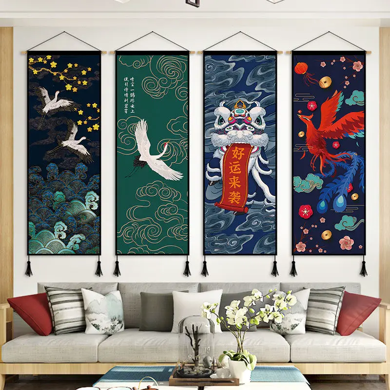 Thick Color China-Chic Hanging Picture Tapestry Living Tea Room Sofa Bedside Decoration Painting Hanging Background Cloth