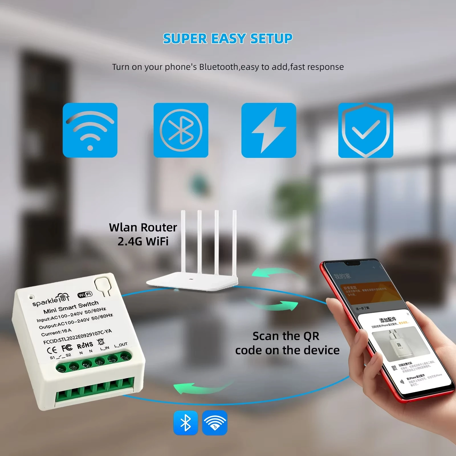 مفتاح ذكي WiFi 16A مع وحدة تتابع التحكم الصوتي تعمل مع Alexa Google Home SmartThings Apple HomeKit Siri