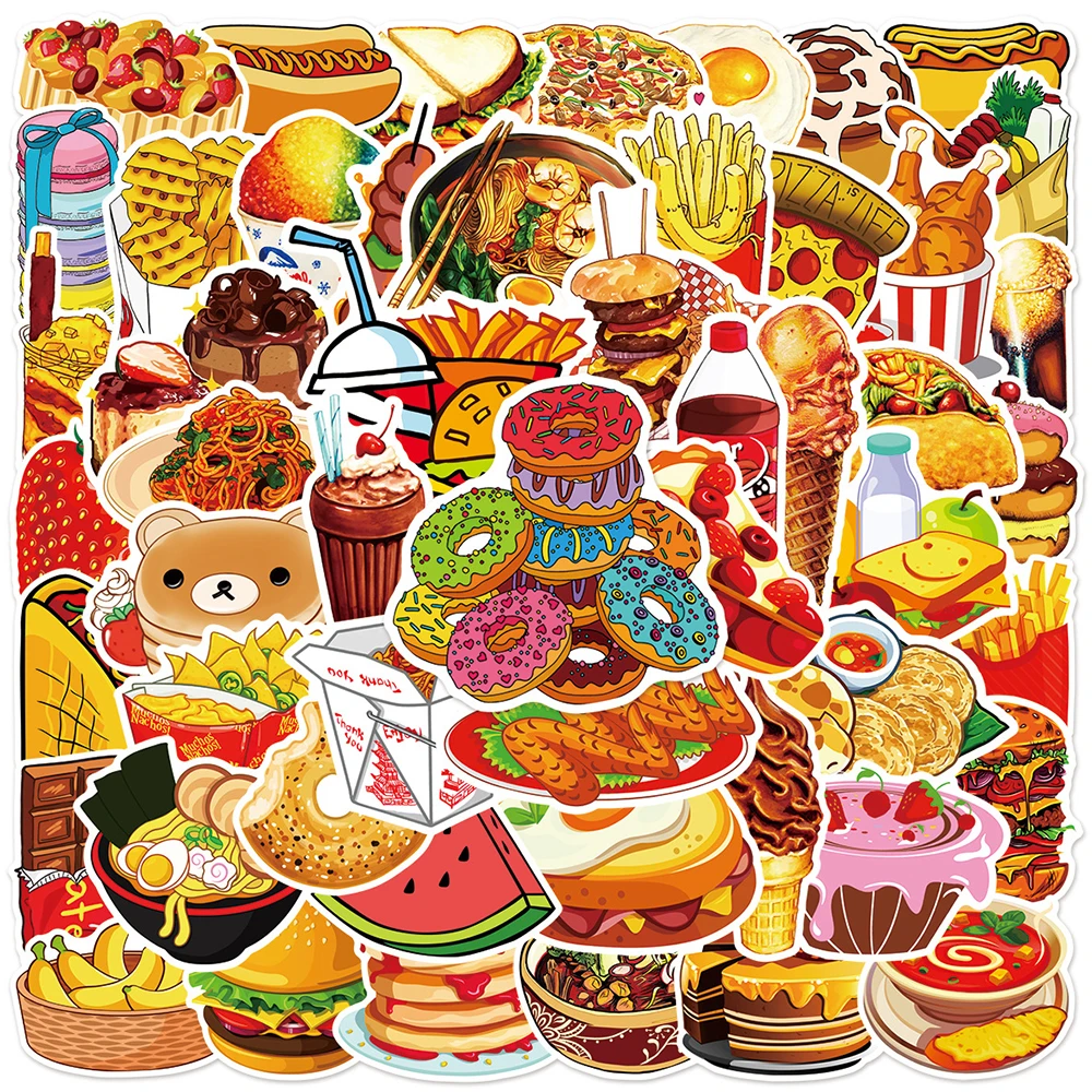 

10/30/50pcs Delicious Bread Food Cartoon Stickers Laptop Suitcase Notebook Scrapbook Diary Waterproof Graffiti Sticker Kids Toys