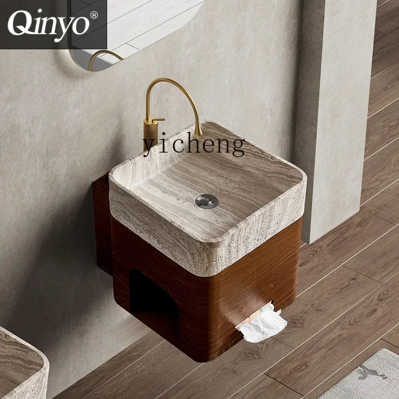 Minimalist Medieval Style Wall-mounted Wood Grain Wash Basin Art Wall-mounted Washbasin-l3