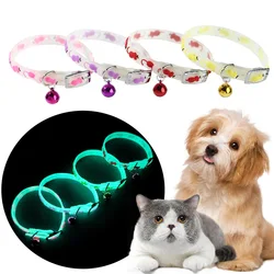 Luminous Cat Necklace Glowing Small Dog Cat Collar Anti-Loss Fluorescent Silicone Cat Bell Collar Neck Ring Pet Cat Accessories