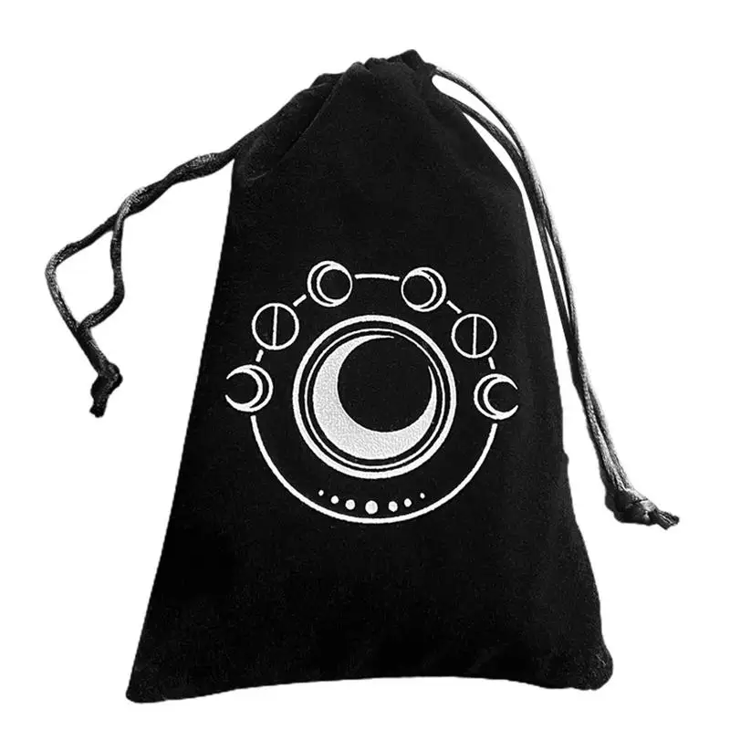 

Tarot Card Velvet Storage Bags With Drawstrings Moon Phase Thickened Tarot Card Dice Storage pouch Reusable Hand Gift Bags