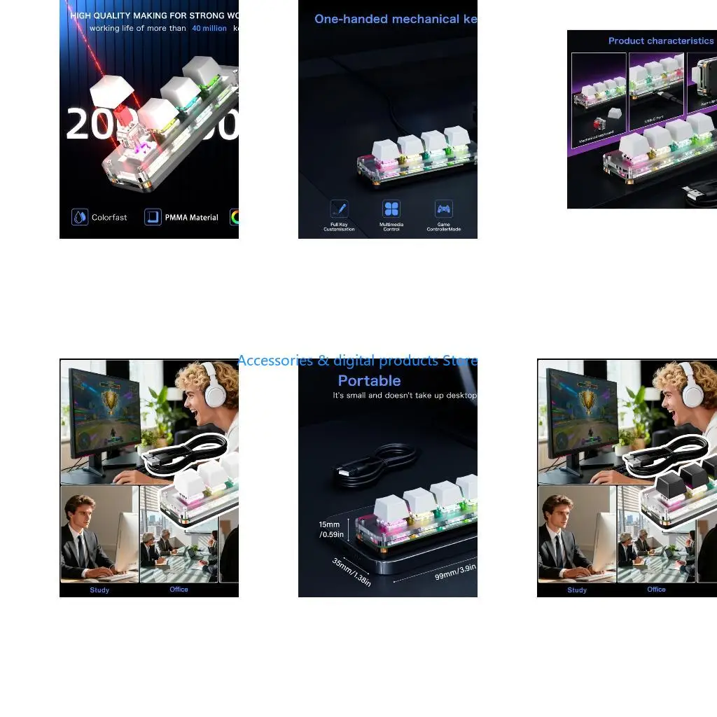 77JD Mini 4 Button Programmable Keyboards Portable Design For Enhances Productivity