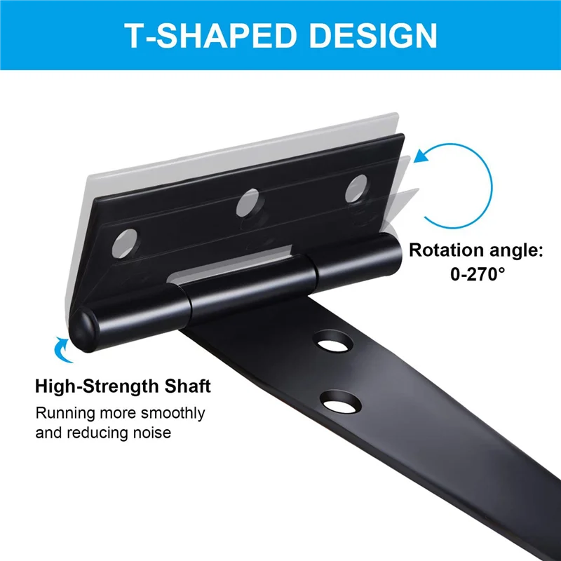 

AB66-36 PCS 4 Inch T-Strap Hinges Rustic Gate Strap Hinge Rustproof Gate Door Black Hinges For Windows, Fence And Barn Gates