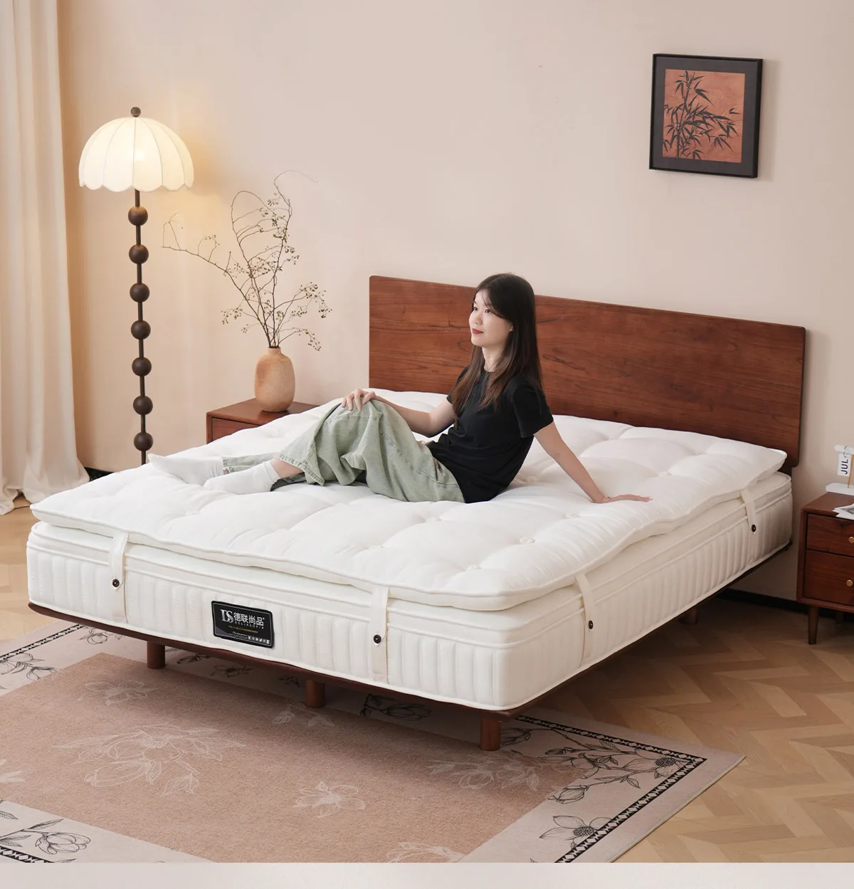 

!@Knitted Fabric King Queen Size Latex Mattresses Vacuum Roll in Carton Box Pocket Spring Coil Mattress