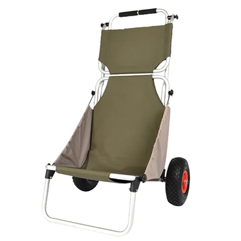 All-in-One Foldable Shopping Cart Have Seat, Outdoor Portable Handy Truck, Camping Wagon with 25cm Big Rubber Wheel