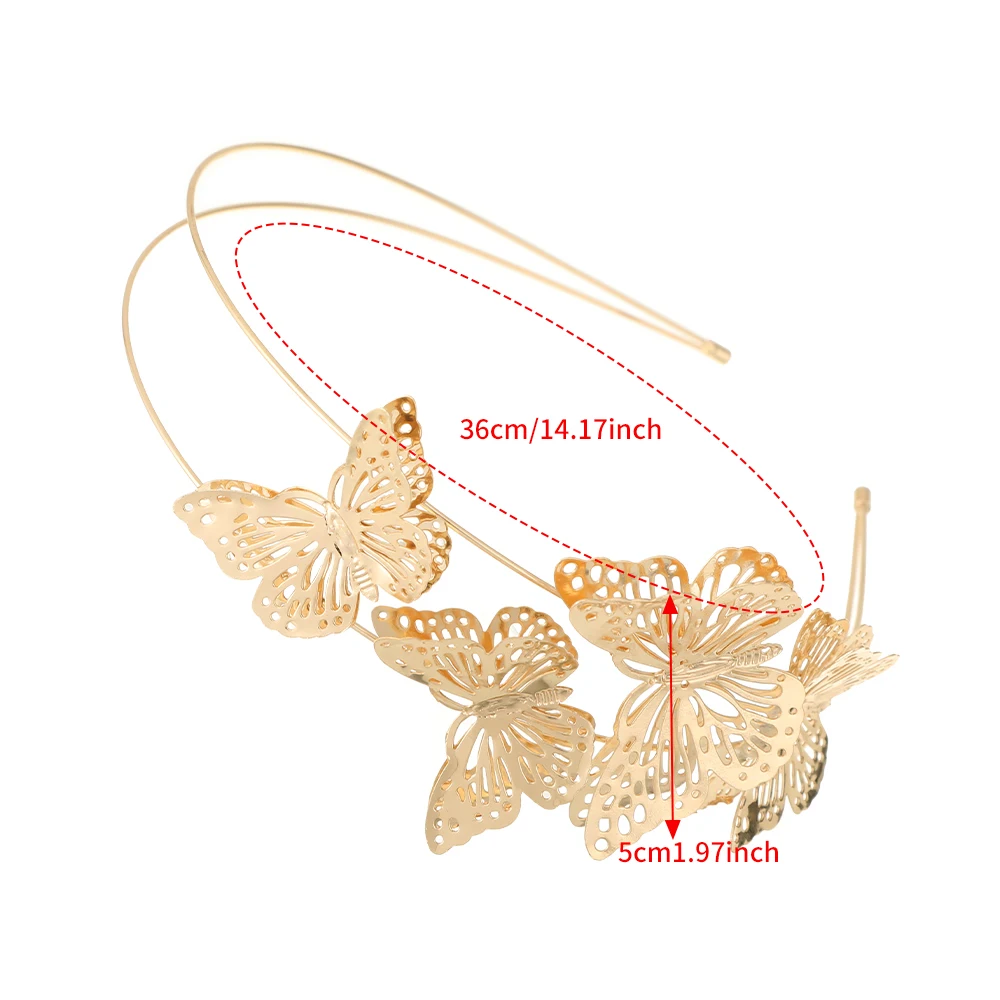 Double Hollow Butterfly Headband Hair Bands Women Elegant Golden Sliver Hair Hoops Fashion Headbands Hair Accessories Headwear