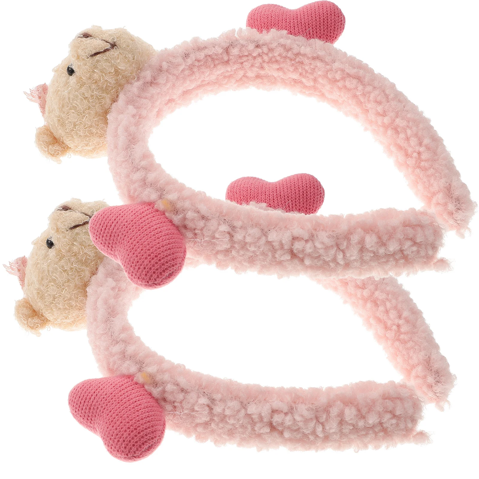 

2pcs Heart Headband Sponge Hair Hoops Cartoon Animal Makeup Band Sweat Absorbing Workout Party Costume Hair Accessory