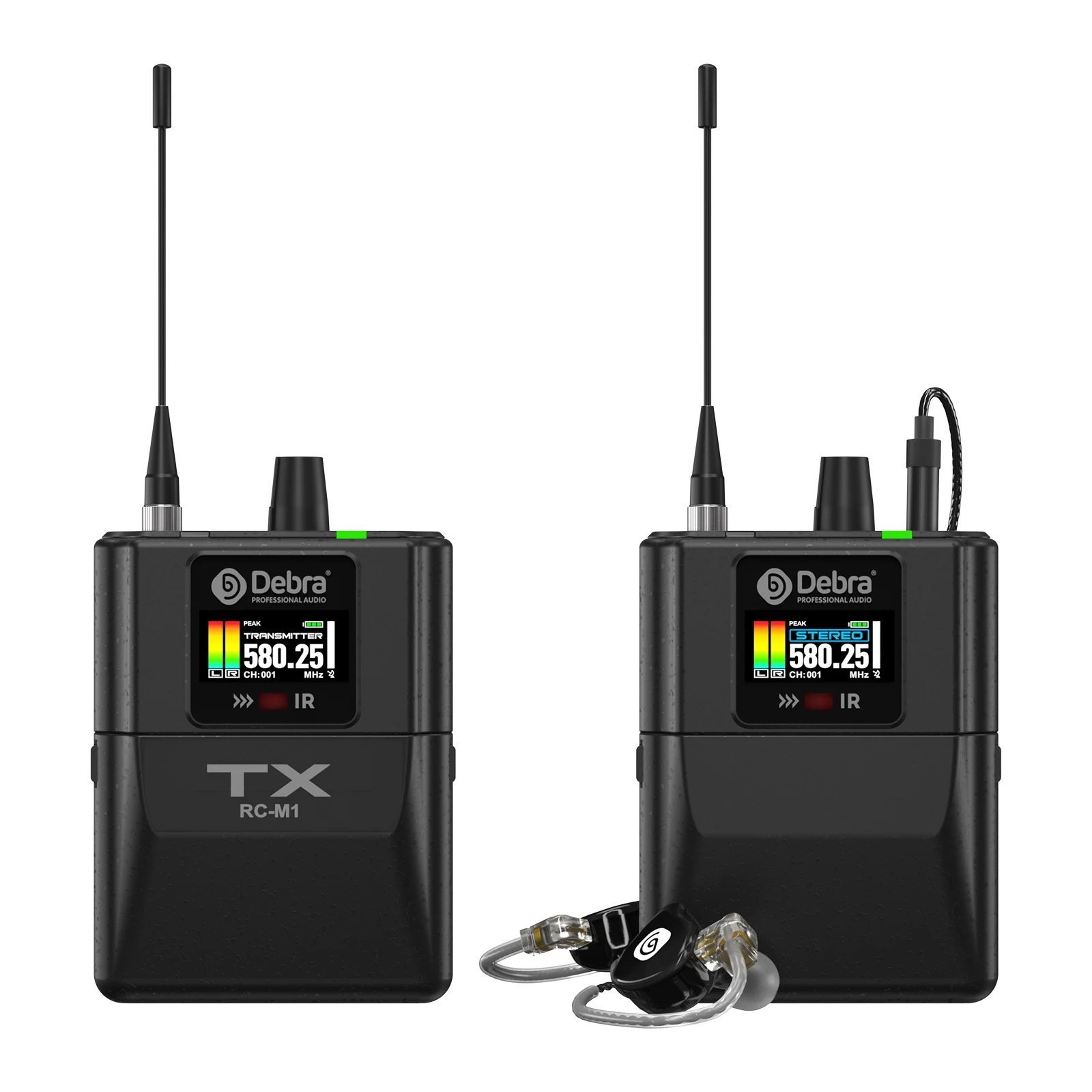 Debra New RC-EM1 UHF Stereo Wireless In-Ear Monitoring System, arbeitet im Frequenzbereich 565–590 MHz, entwickelt für Bands und Live-Übertragungen. – Detail 17