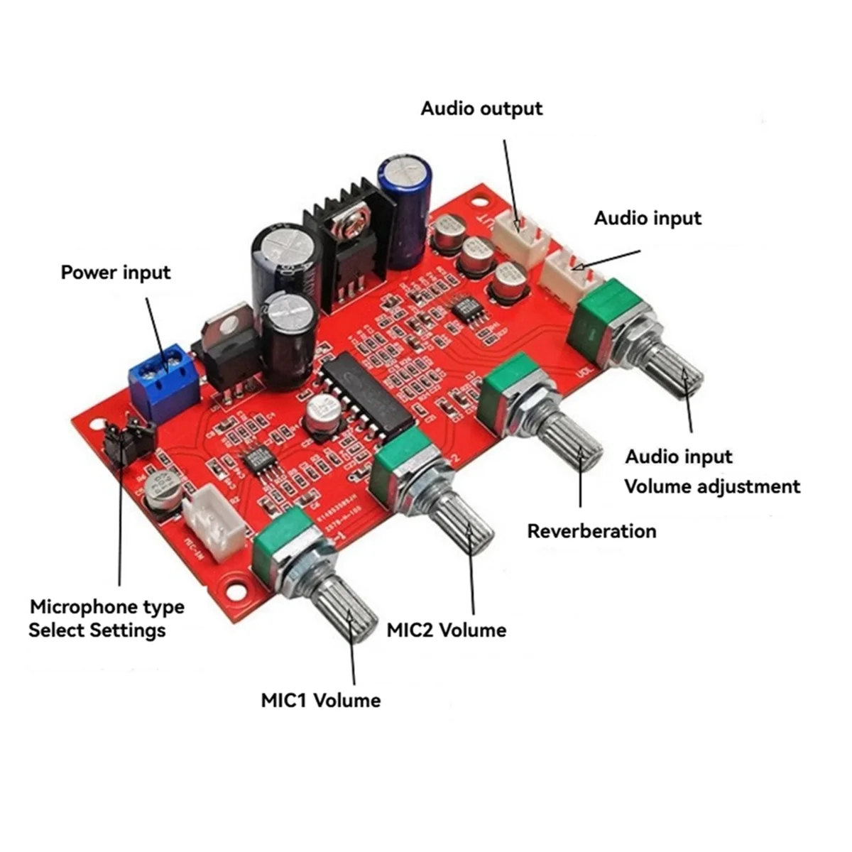 Baru DC 7V 24V PT2399 Mikrofon Digital Papan Amplifier Karaoke Piring Reverb Preamplifier Reverberator