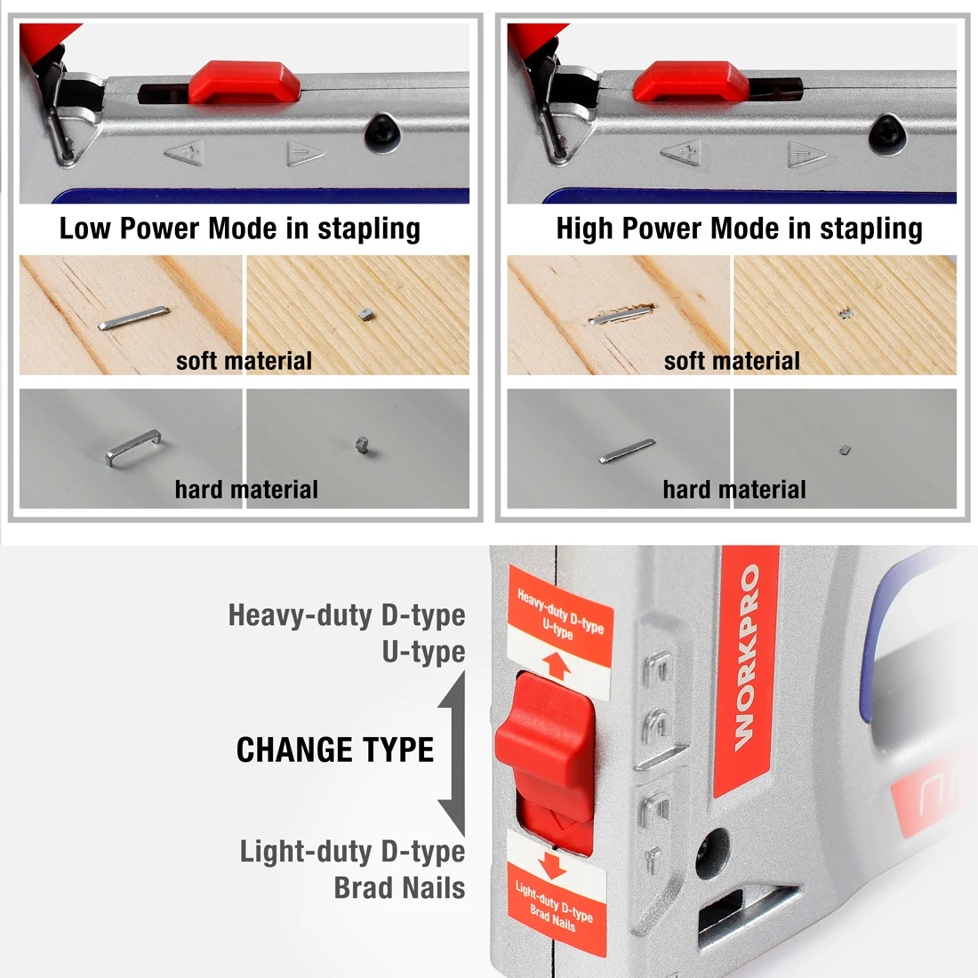 WORKPRO Nail Gun Manual Staple Gun For DIY Home Decoration Furniture Construction Stapler Upholstery Staple Carpentry Tools