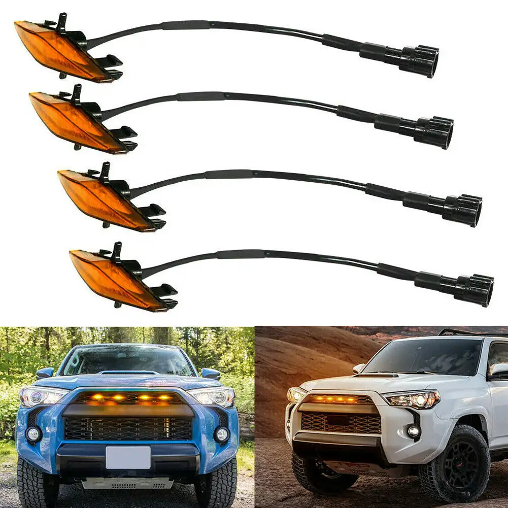 

4PCS LED Front Grille Lights White Amber Light External Grille Lamps Daytime running lamps For Toyota 4Runner TRD Pro 2014-2019