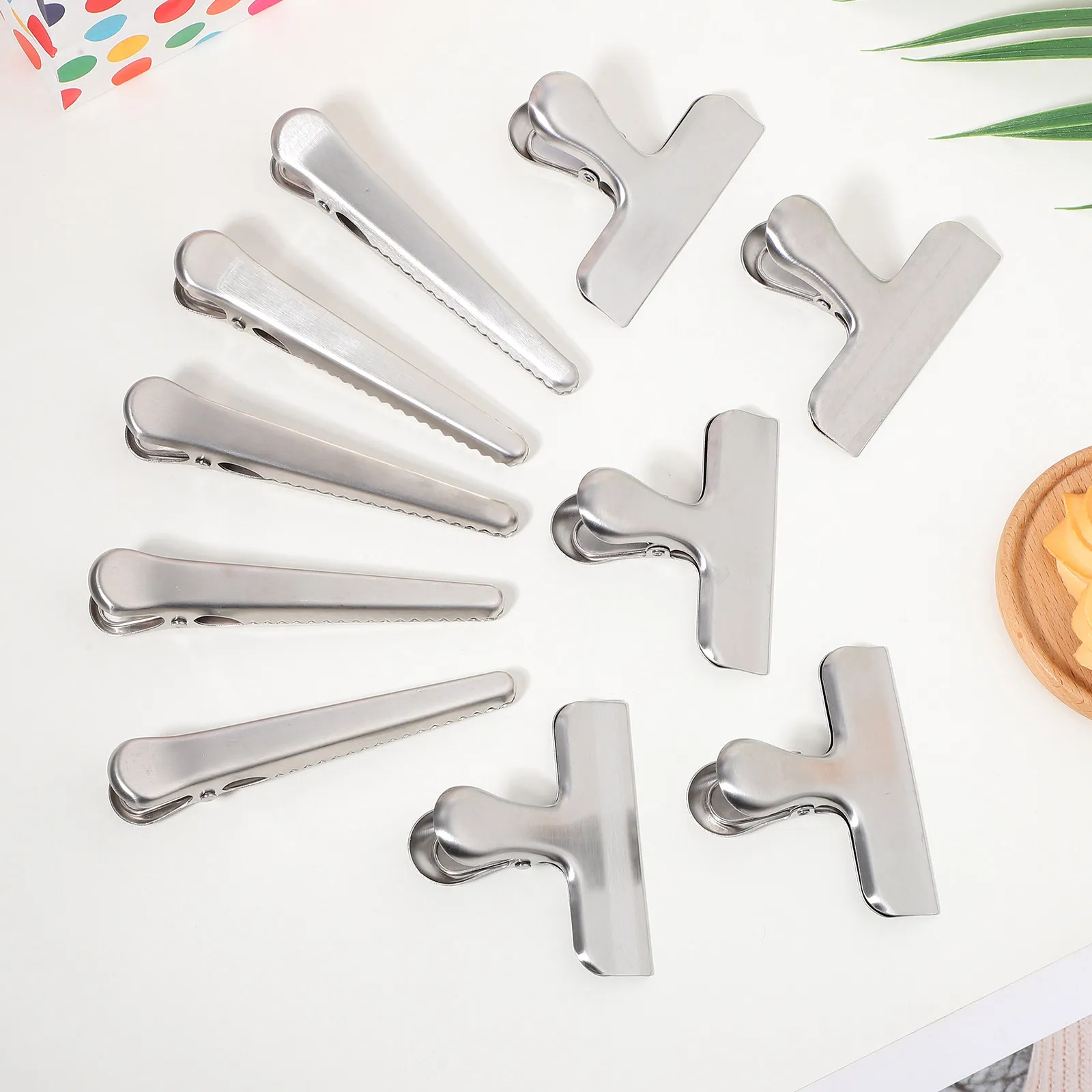 

10Pcs Professional Stainless Steel Bag Clips Strong Snap Airtight Seal Clips for Food Storage Freezer Snacks Candy Bags