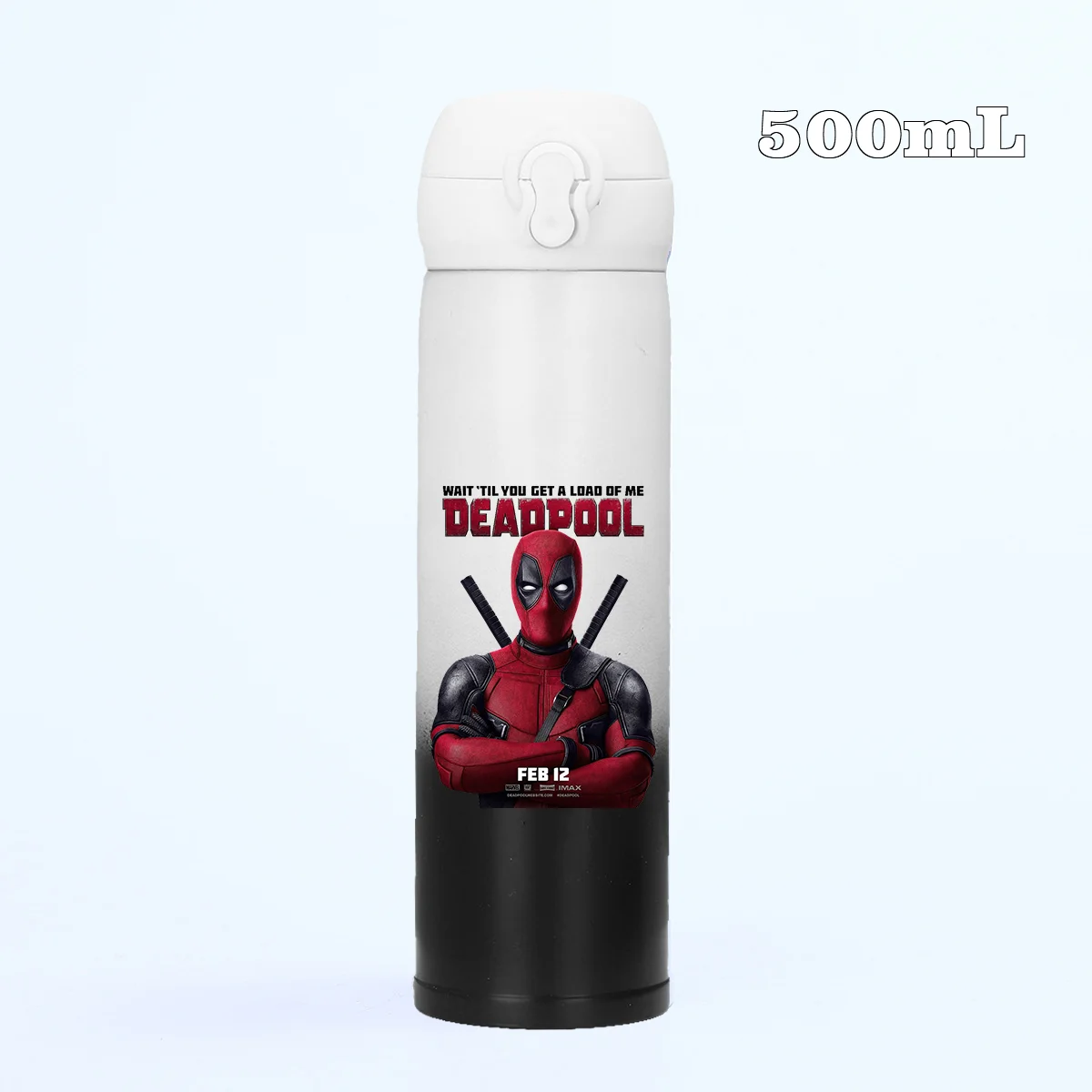 Marvel Deadpool Outdoor Sports Large Capacity Cartoon Portable Stainless Steel Water Bottle Drinking Cup Student Birthday Gift