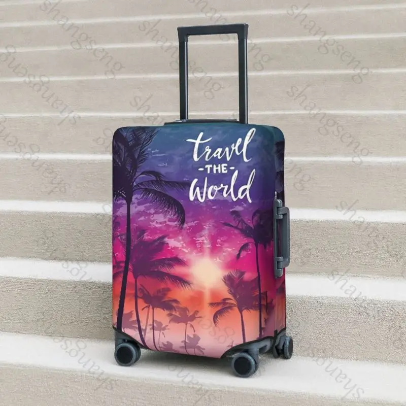 Coconut Tree Travel World Thicken Luggage Cover Elasticity Trolley dust cover Suitcase Protection Suitcase Case Accessories