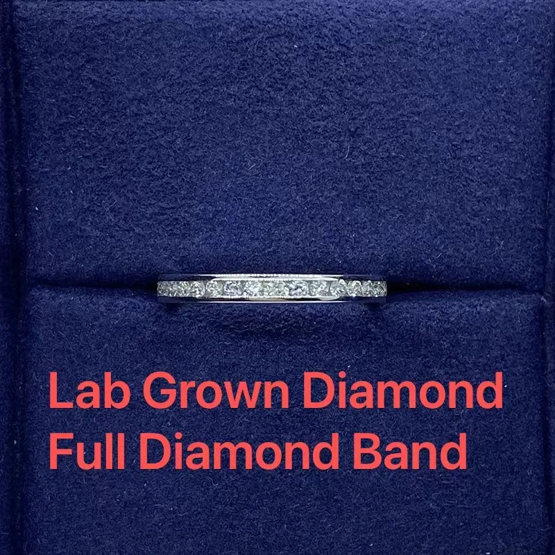 0.9Ctw Round Diamond DEF Color VS-VVS Lab Created Full Eternity Band Wedding 14K White Gold 2mm each stone