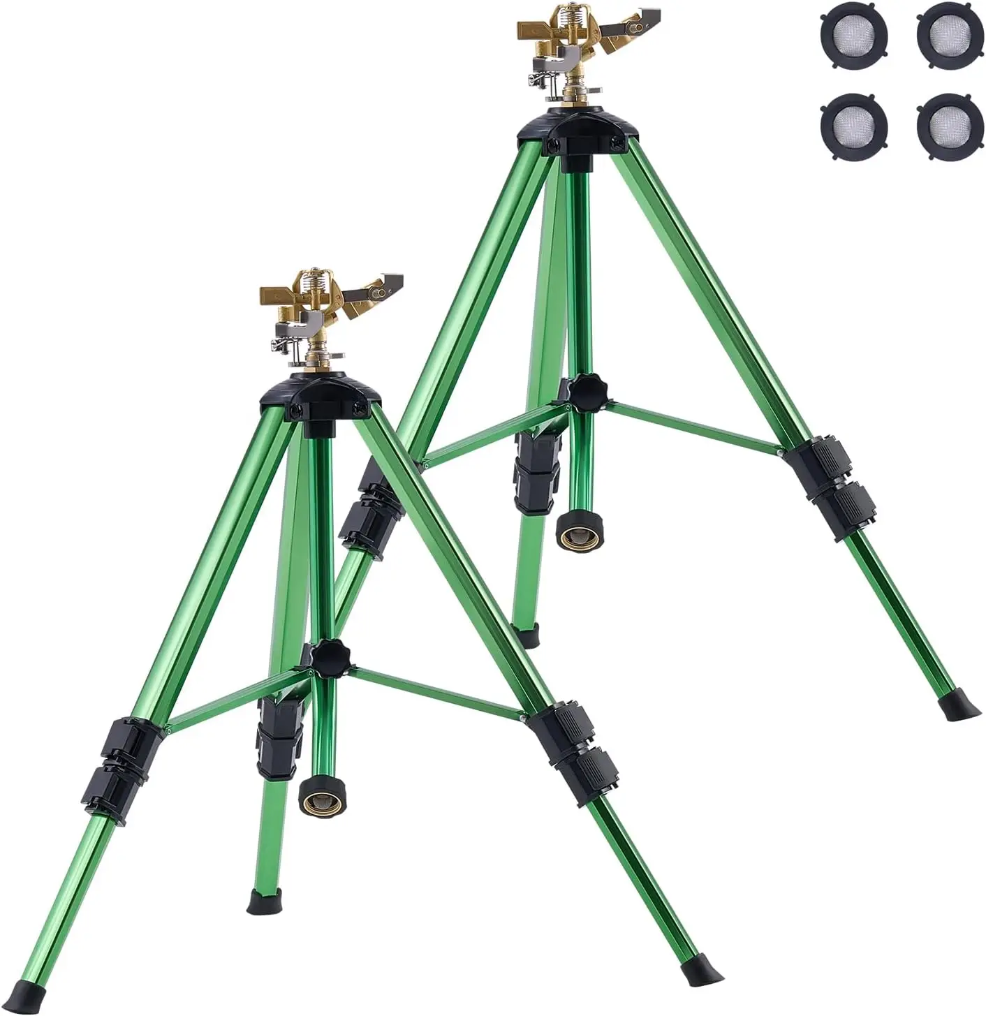 

Heavy-Duty Tripod Sprinkler with Brass Head, 360° Coverage, Adjustable Height for Large Yard Irrigation