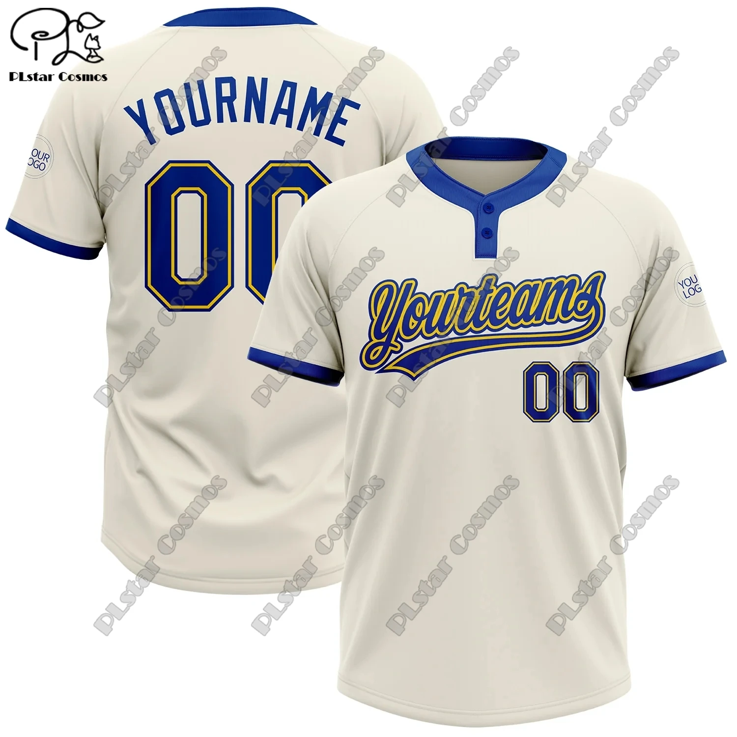 3D Printing New Jersey Color Custom Font Custom Name Two Button Unisex White Gray Yellow Softball Jersey Gift for Yourself