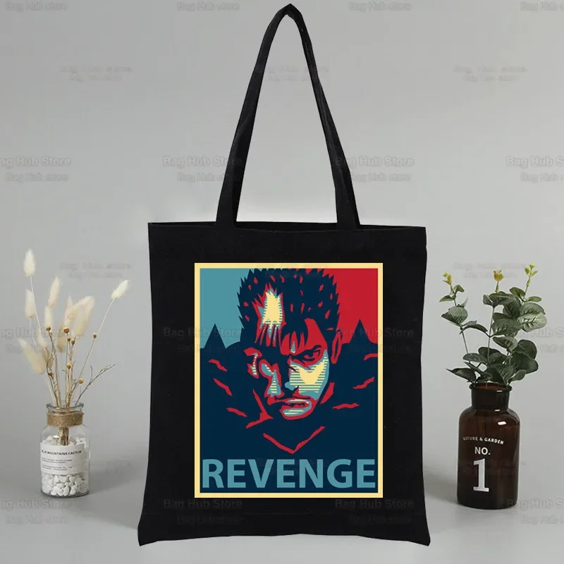 Berserk Anime Shopping Black Bags Canvas Guts Griffith Tote Bag Behelit Legend Sword Bag Handbag Warrior Harajuku Shoulder Bag