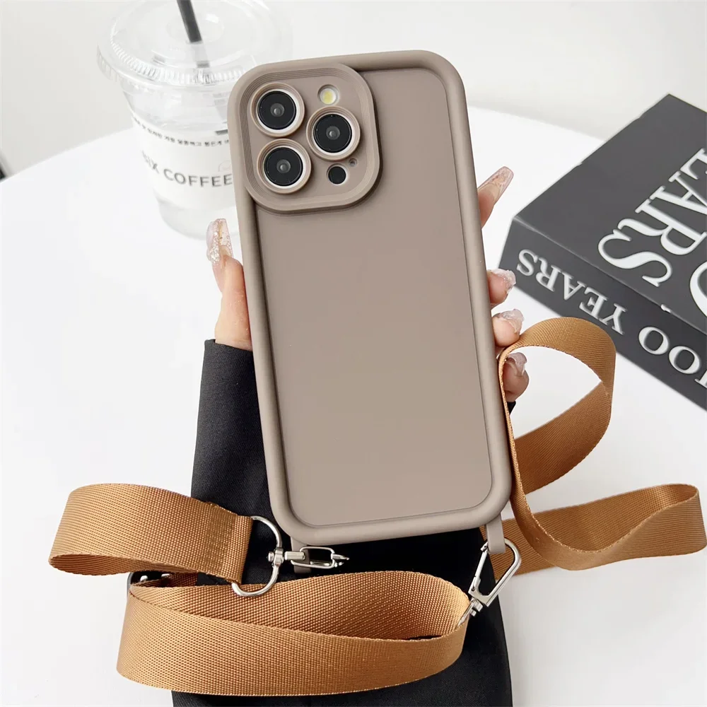 Crossbody Lanyard Soft Silicone Phone Case For iPhone 14 13 15 Pro Max 12 11 X XR XS 7 8 Plus SE 2020 2022 Shockproof Cover