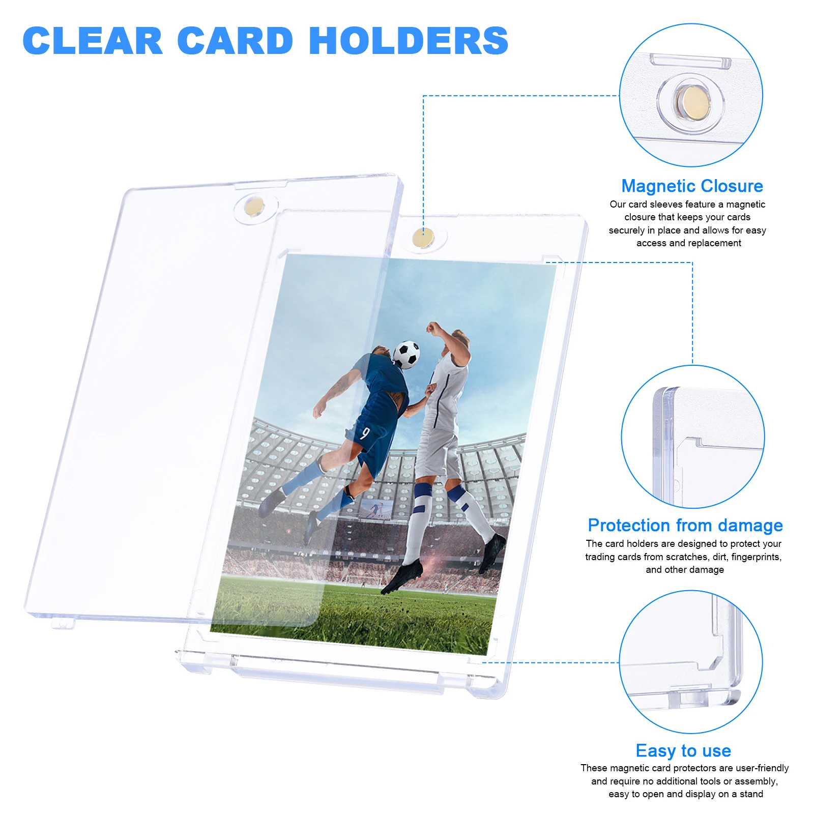 18 szt. Przezroczyste magnetyczne etui na karty kolekcjonerskie, twarde plastikowe osłonki ochronne, stojak ekspozycyjny na karty sportowe, anime, koszykówki